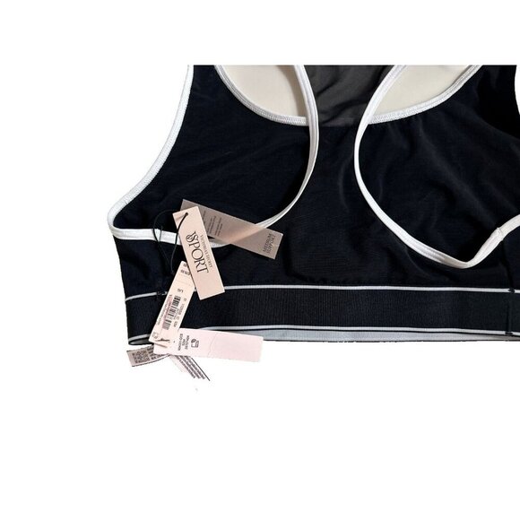 NWT Victoria's Secret Sport Bra Size Large Medium Support Black with white trim - Picture 3 of 11
